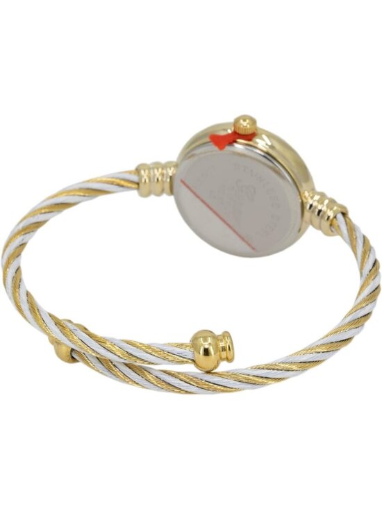 Women\'s White Gold Analog Quartz Elegant Cable Cuff Arabic Number Bracelet Watch main image 6